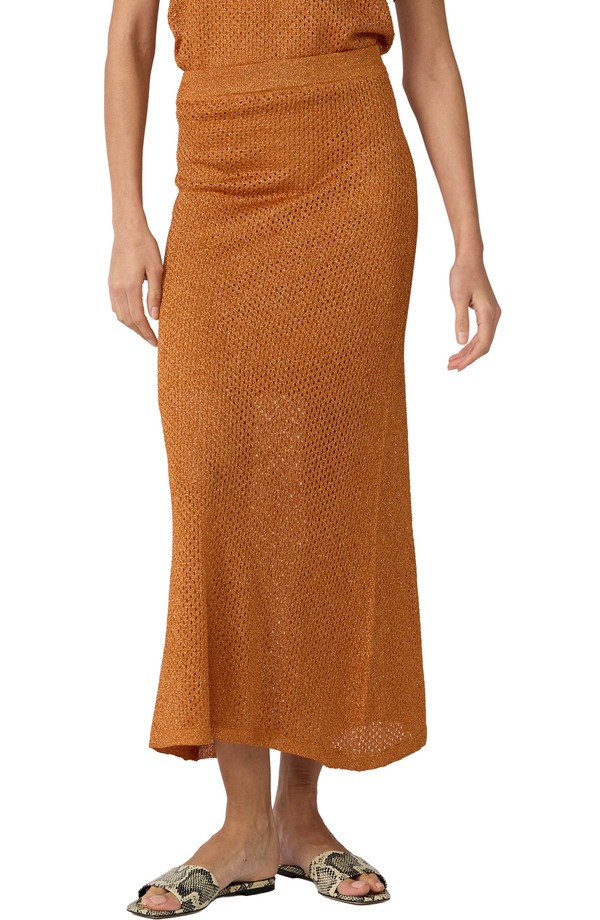 ダイアン 電話機 ファステンバーグ レディース ボトムスカートール Diane von Furstenberg Harmon Metallic Open Stitch Skirt Copper Gleam メタリック