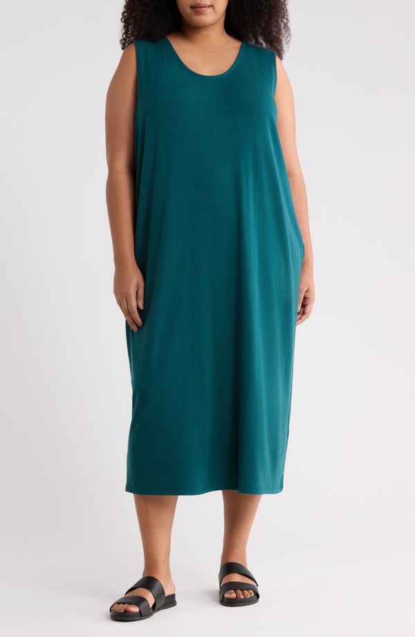 エイリーンフィッシャー レディース トップス 衣装 リブニット MIDI 編み物 Eileen Fisherib Knitank Midi Dress Kelp
