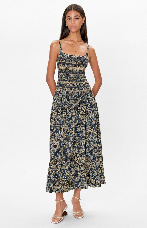レベッカテイラー レディース トップス 衣装 シャーリング Rebecca Taylor Charlene Smockedress Navy Multi 米国海軍