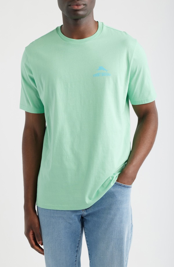 トッミーバハマ メンズ トップス ティーシャツ 綿織物 グラフィック Tommy Bahama I have Angler Issues Cotton Graphic T-Shirt Light Neptune Heather ギョリュウモドキ