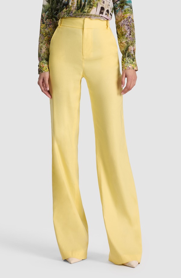 アリス アンド オリビア レディース ボトムス レギンス 太陽面爆発 ズボン下 リネン Alice + Olivia Lula Linen Blend Flare Leg Pants Butter