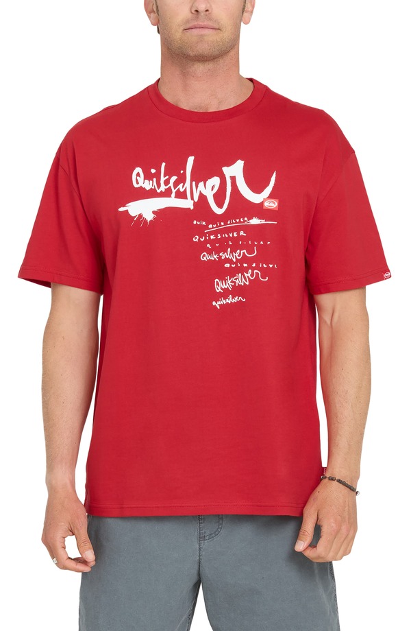 クイックしろがね色 メンズ トップス ティーシャツ 綿織物 グラフィック Quiksilver Younguns Impaired Oversize Graphicotton T-Shirt Salsa