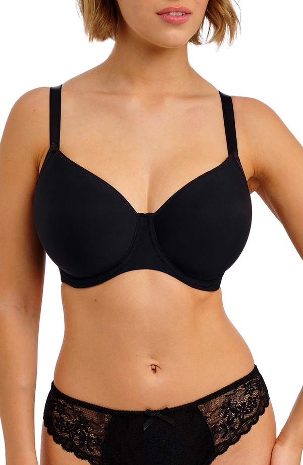 フレイヤ レディース アンダー御召しもの ブラ Freya Essentially Smooth Underwire Balconette Bra Black 黒いこと