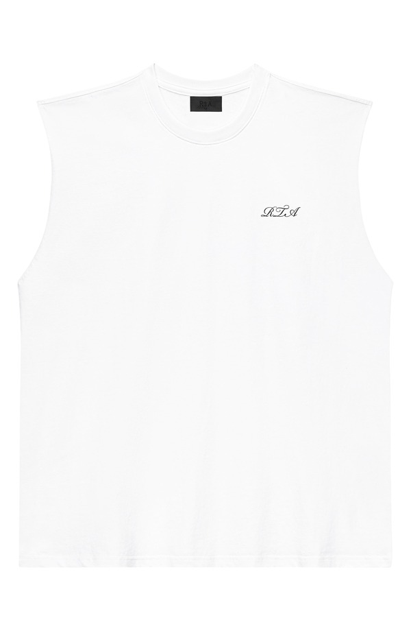 アールティーエー メンズ トップス シャツ パイル RtA Terry Muscle Tee White Poppy ホワイト|ReVida 店
