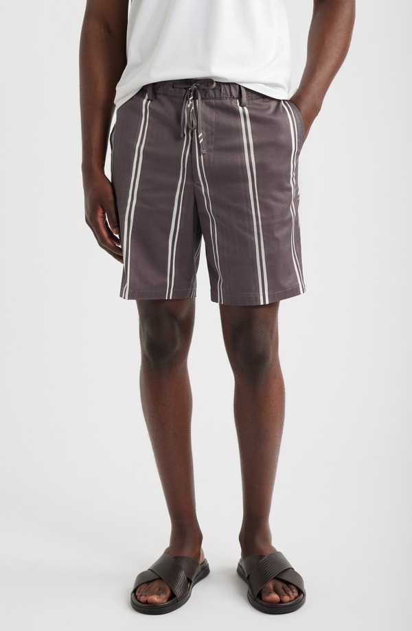 主任者 メンズ ボトムス 二分の一ズボン下・さる股引き 遊撃手ズボン下 綿織物 BOSS Kane Stripe Stretch Cotton Shorts Medium Purple パープル