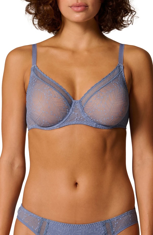 シモーヌペレール レディース アンダー御召しもの ブラ Simone Perele Comete Underwire Bra Chambray Blue 青碧