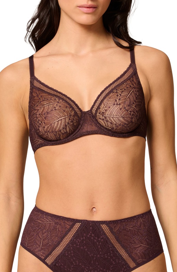 シモーヌペレール レディース アンダー御召しもの ブラ Simone Perele Comete Underwire Bra Dark Brown 赤銅色