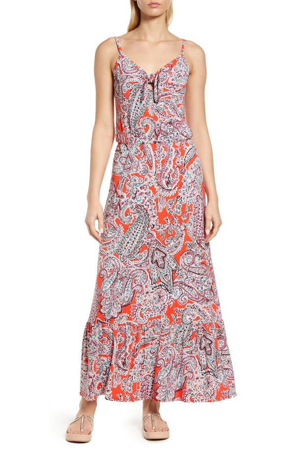 ラブアペラ レディース トップス ワンピース マキシ Loveappella Tie Front Maxi Sundress Coral コーラル|ReVida 店