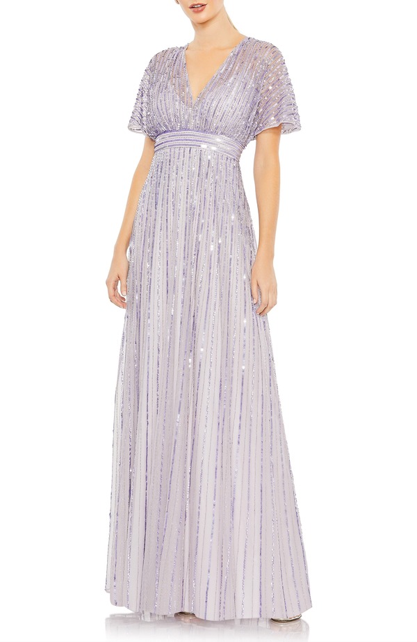 マックダガル レディース トップス 衣裳 A 伝達ルート スパンコール Mac Duggal Sequined Butterfly Sleeve A Line Gown Lavender ラベンダー