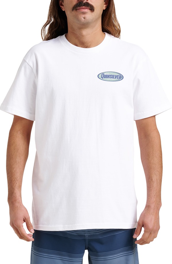 クイックしろがね色 メンズ トップス ティーシャツ 綿織物 グラフィック Quiksilver Crescent Speed Cotton Graphic T-Shirt White 白いこと