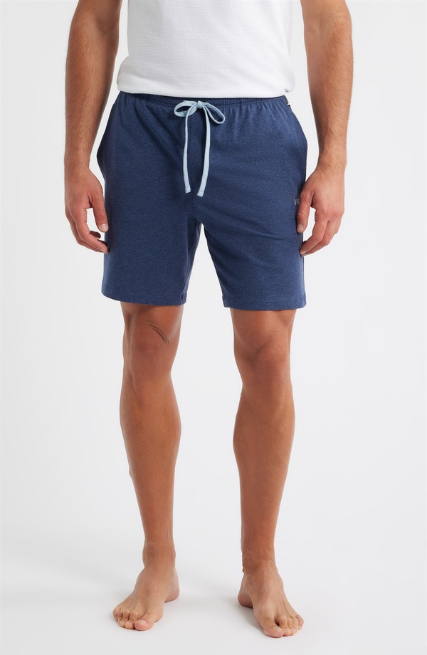 主任者 メンズ ボトムス 二分の一ズボン下・さる股引き 遊撃手ズボン下 綿織物 BOSS Mix Match Stretch Cotton Pajama Shorts Open Blue 青色