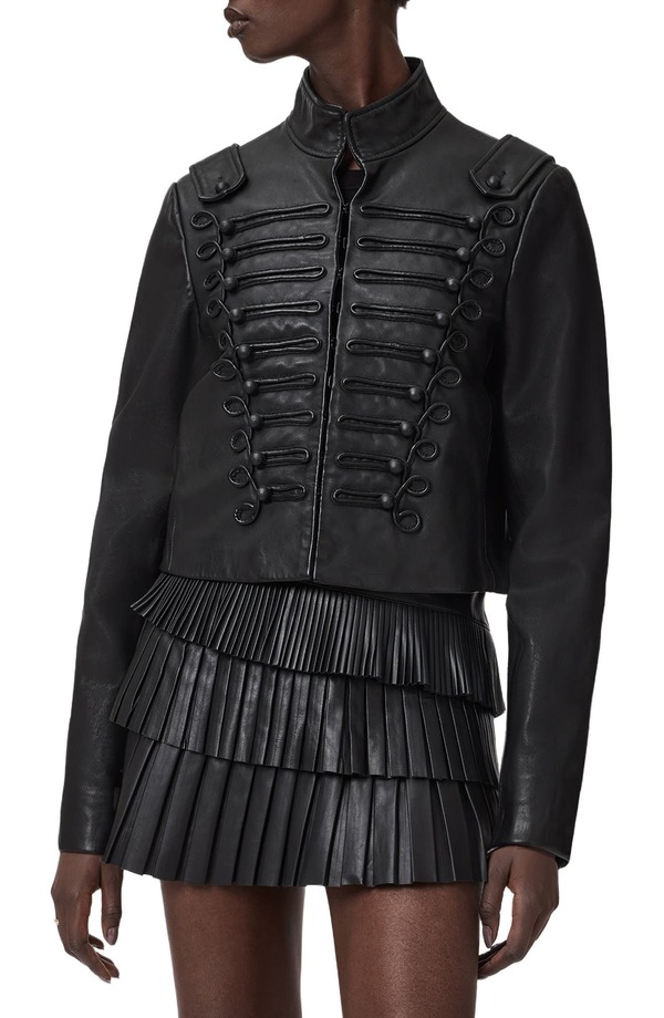 オールセインツ レディース アウター 上衣・上衣 なめし革 AllSaints Rummy Leather Military Jacket Black 黒いこと