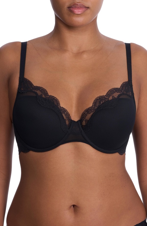 ナトリ レディース トップス プルオーバー スピード競技 Natori Elusive Lace Plunge T-Shirt Bra Black 黒いこと