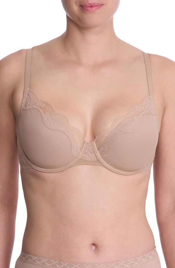 ナトリ レディース トップス プルオーバー スピード競技 Natori Elusive Lace Plunge T-Shirt Bra Cafe