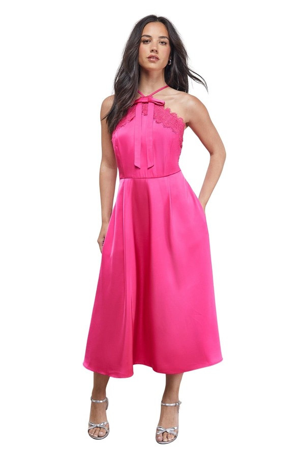 オアシス レディース トップス 衣装 MIDI スピード競技 Oasis Lace Detail Midi Prom Dress Magenta マゼンタ