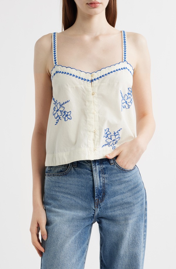 ザ・グレート レディース トップス プルオーバー 御花柄 刺しゅう 御花 THE GREAT. The Weekend Floral Embroidered Button-Up Top Cream 皮膚軟化剤