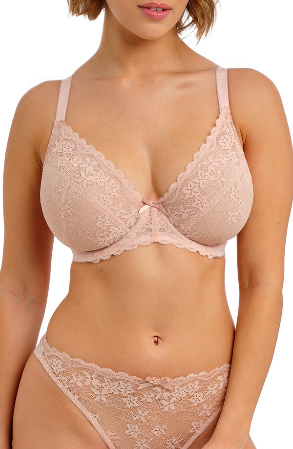 フレイヤ レディース アンダー御召しもの ブラ スピード競技 Freya Quinn Lace Underwire Plunge Bra Cameo