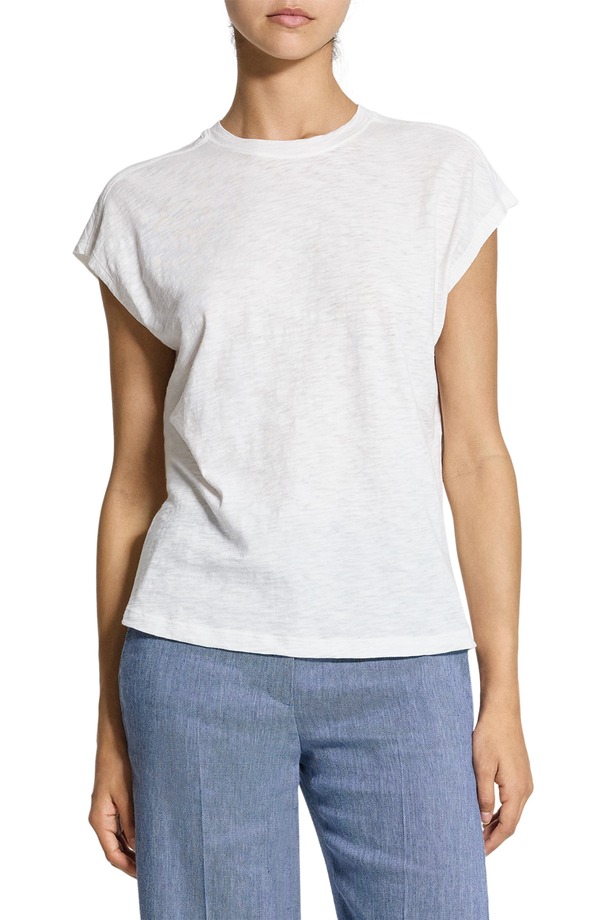 行動論理 レディース トップス プルオーバー 綿織物 旗がしら Theory Cap Sleeve Organicotton T-Shirt White 白いこと