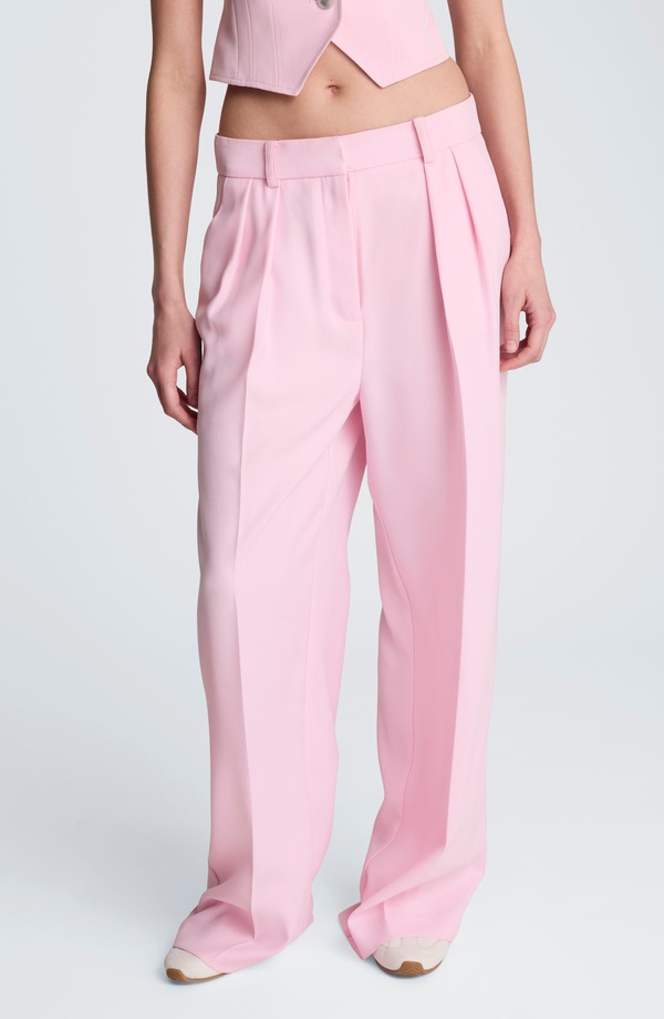 ケネスコール レディース ボトムス レギンス ワイドレッグ ズボン下 Kenneth Cole Double Pleat Wide Leg Pants Chintz Pink さくら色