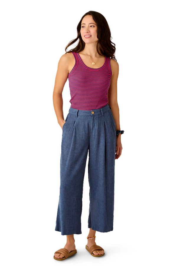 曲線状の形ひな形 レディース ボトムス レギンス リネン Carve Designsuki Linen Pant Captain Chambray