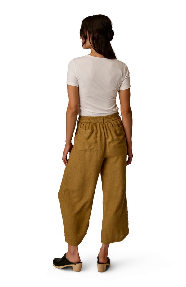 曲線状の形ひな形 レディース ボトムス レギンス リネン Carve Designsuki Linen Pant Golden Chambray