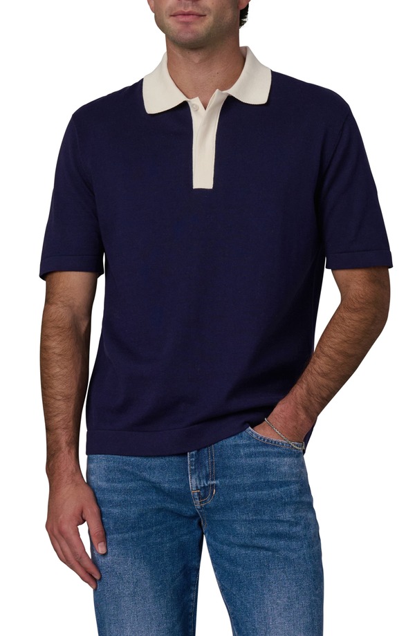 ジョーズ メンズ トップス スポーツシャツ 対照 綿織物 Joe\u0027s Contrast Collar Cotton Polo Baritone Blue 青み