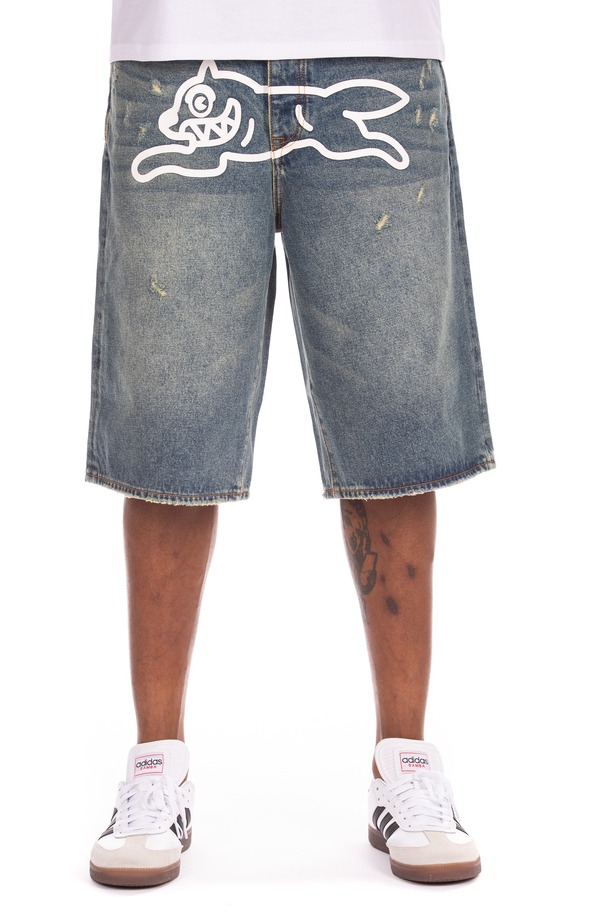 クリーム メンズ ボトムス ジーンズズボン下 ICECREAM Baskin Denim Short Blue Fudge 青色