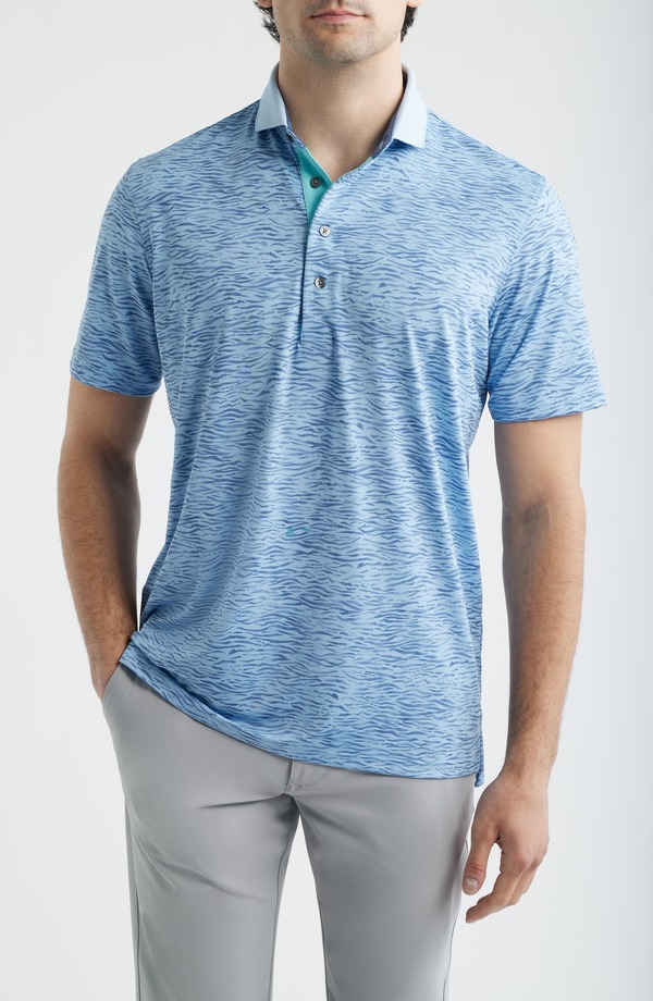 グレイソン メンズ トップス スポーツシャツ 刷り上げる Greyson Deep Water Performance Print Polo Wolf Blue 青み