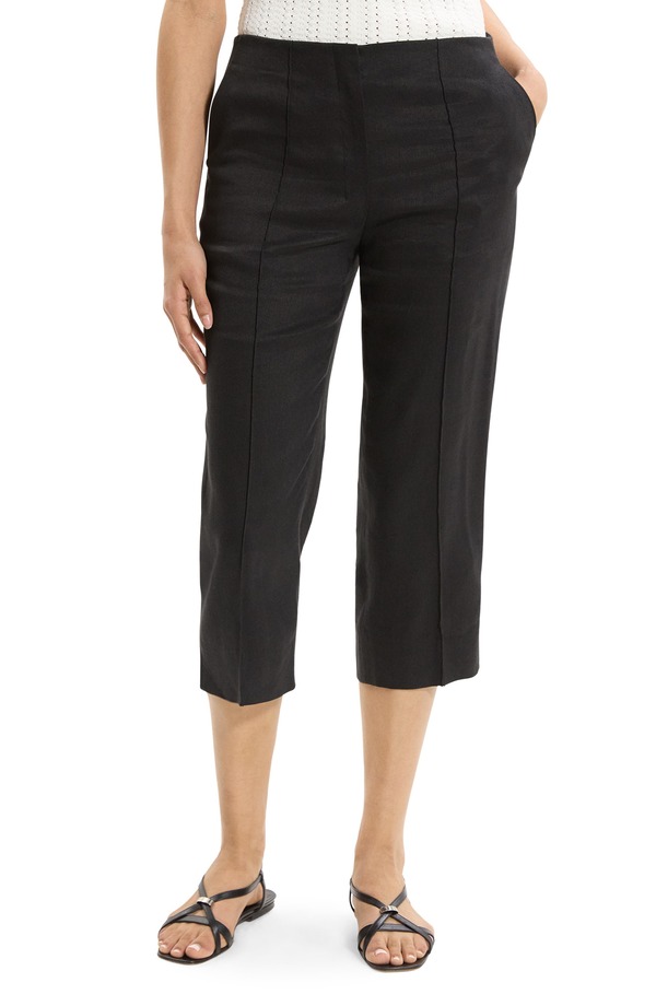 行動論理 レディース ボトムス レギンス ズボン下 旗がしら Theory Slit Capri Pants Black 黒いこと