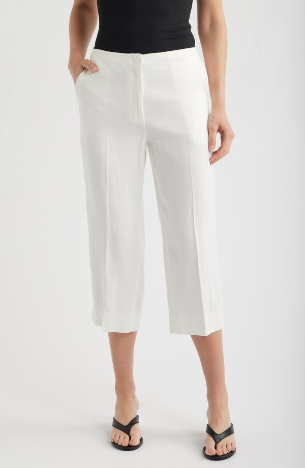 行動論理 レディース ボトムス レギンス ズボン下 旗がしら Theory Slit Capri Pants Ivory 象牙色