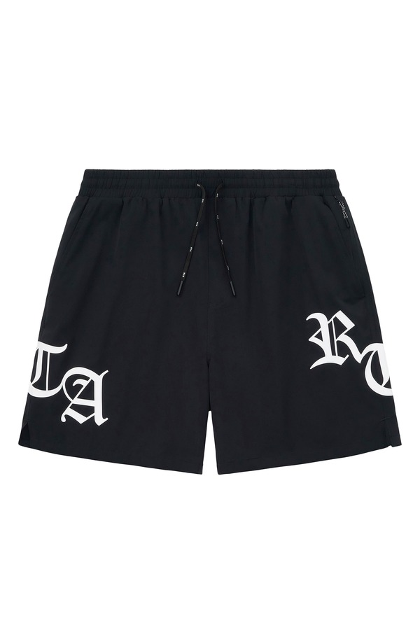 アールティーエー メンズ 海水着 二分の一ズボン下・さる股引き ナイロン RtA Mark Stretch Nylon Swim Trunks Black/ Old English 黒いこと