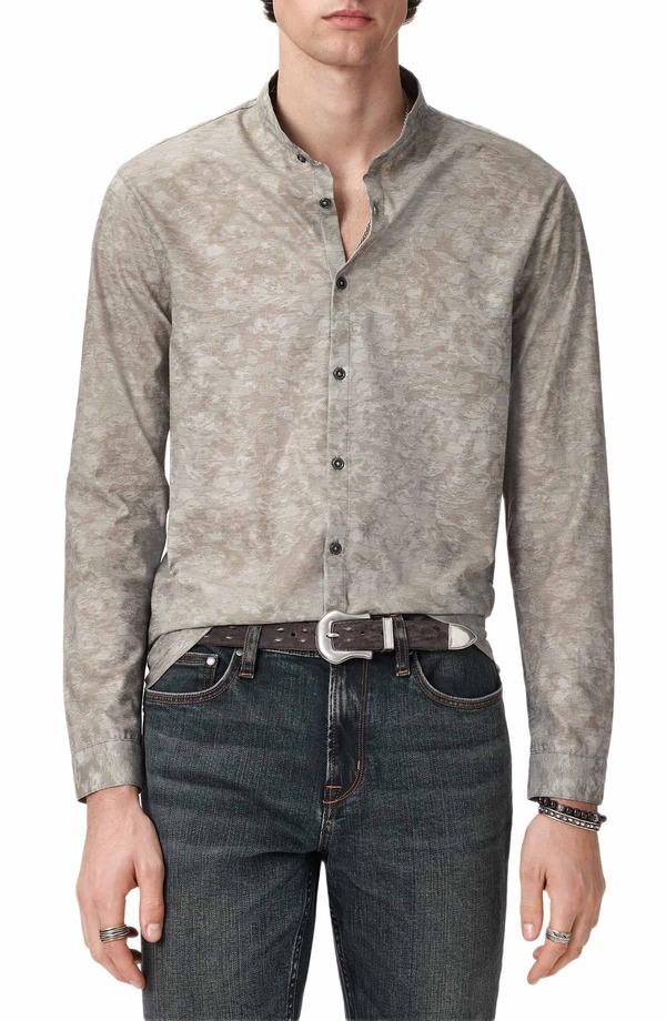 ジョンバルベイトス メンズ トップス プルオーバー 綿織物 John Varvatos Vistra Cotton Button-Up Shirturtle Green 緑であること