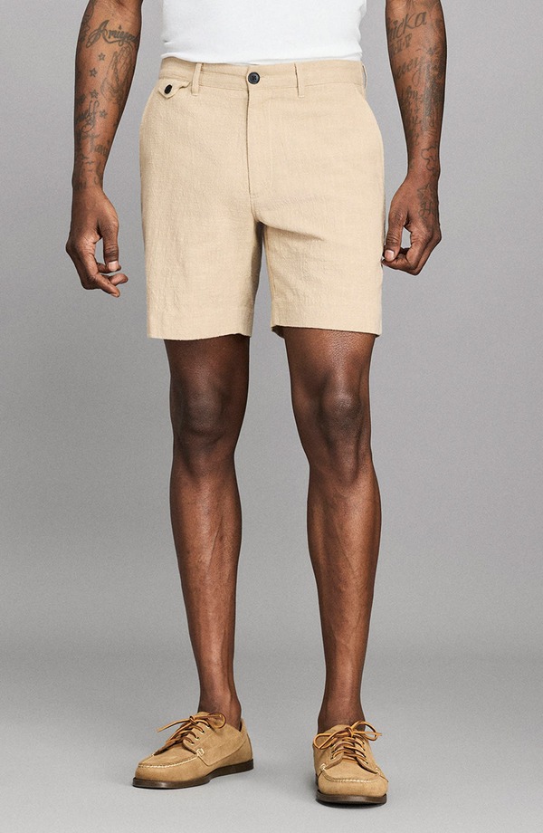 ビリーレイド メンズ ボトムス 二分の一ズボン下・さる股引き 遊撃手ズボン下 綿織物 Billy Reid Moore Slub Cotton Shorts Khaki カーキ