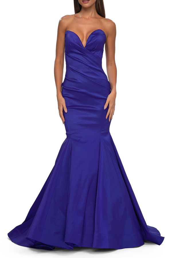 ラフェム レディース トップス 衣装 La Femmermaid Stretch Mikado Evening Dress with Illusion Back Royal Blue 青色