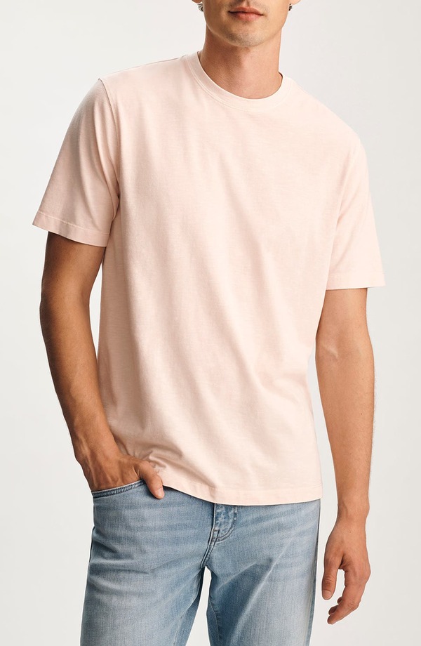 マーヴィ デニム メンズ トップス ティーシャツ 綿織物 Mavi Jeans Pale Pink Slub Cotton Blend T-Shirt Silver Peony しろがね色