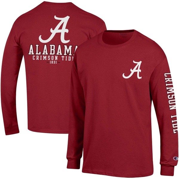 はやりっ児 メンズ トップス ティーシャツ Men\u0027s Champion Crimson Alabama Crimson Tide Team Stack 3-Hit Long Sleeve T-Shirt Crimson クリムゾン