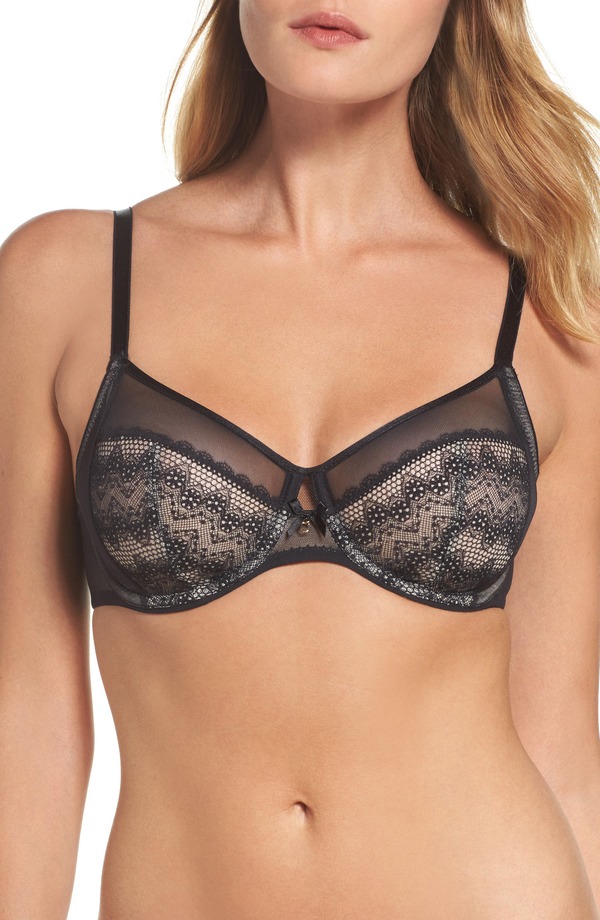 シャンテル レディース アンダー御召しもの ブラ Chantelle Lingerie Revele Moi Perfect Fit Underwire Bra Black/ Nude 黒いこと