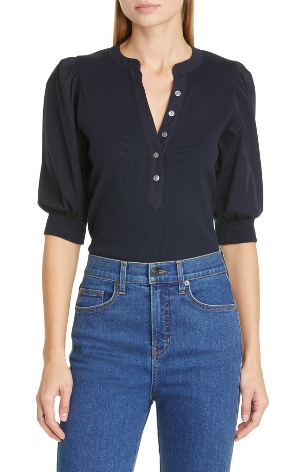 ヴェロニカ ベアード レディース トップス プルオーバー トップ Veronica Beard Coralee Front Button Blouse Navy 米国海軍