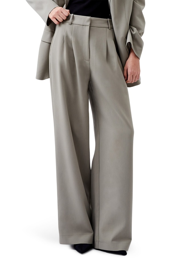 フレンチコネクション レディース ボトムス レギンス ワイドレッグ ズボン下 French Connection Azra Wide Leg Twill Pants Light Olive オリーブ