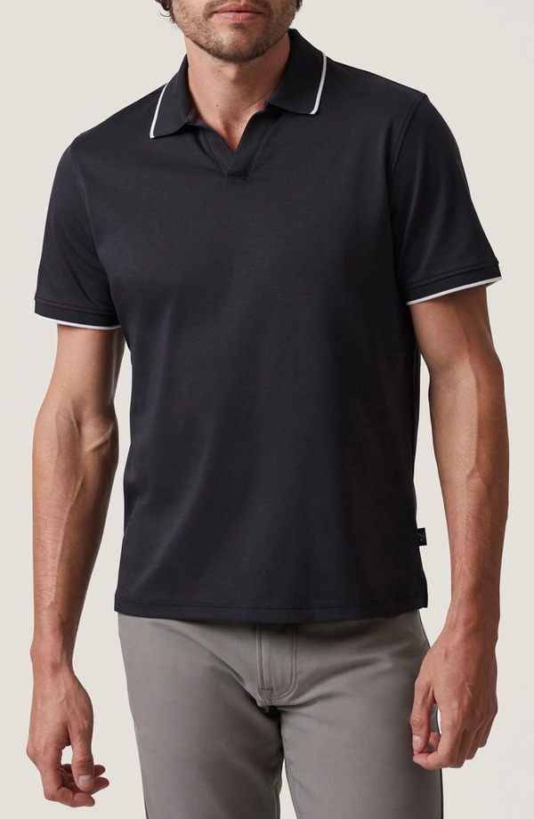 ３４ヘリテージ メンズ トップス スポーツシャツ 綿織物 34 Heritage Riviera Tipped Pima Cotton Polo Black 黒いこと