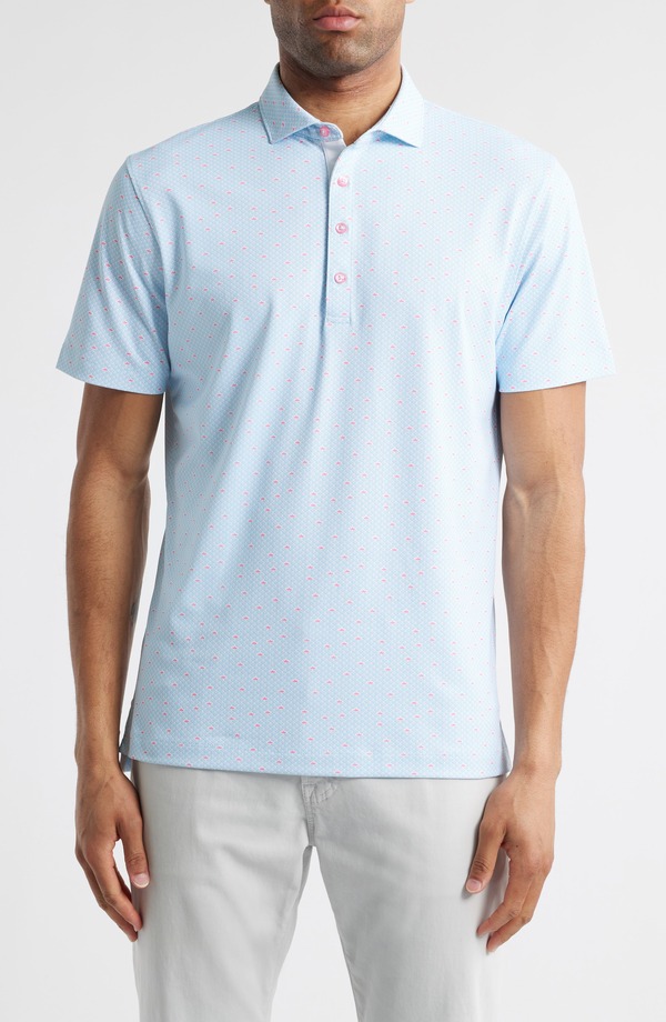 ジョニー オー メンズ トップス プルオーバー 刷り上げる 御花 johnnie-O Poppy Microfloral Print PREP-FORMANCE Golf Polo Maliblu