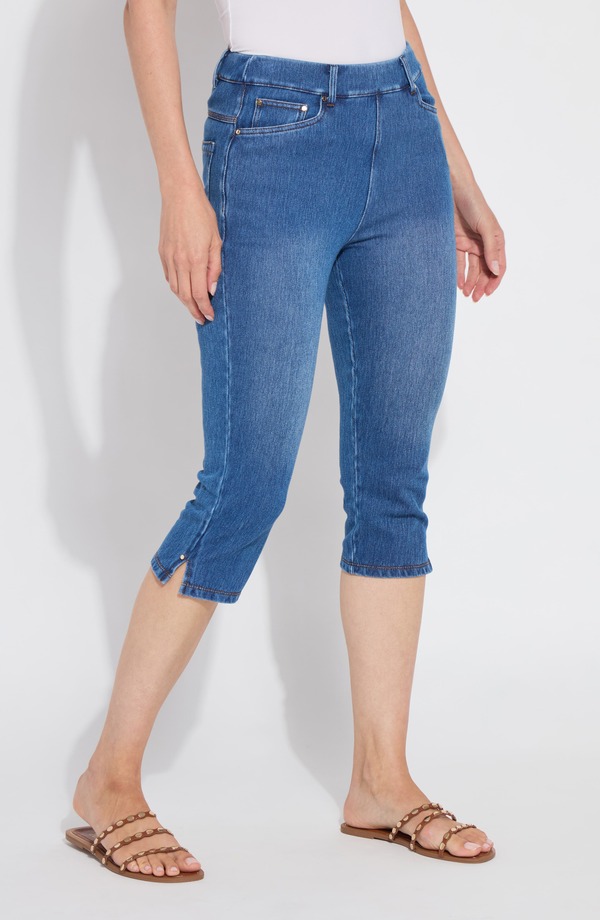 リジー レディース ボトムス カジュアルパンツ ハイウエスト キャップ ジーンズ Lysse Granada High Waist Capri Jeans Mid Wash|ReVida 店
