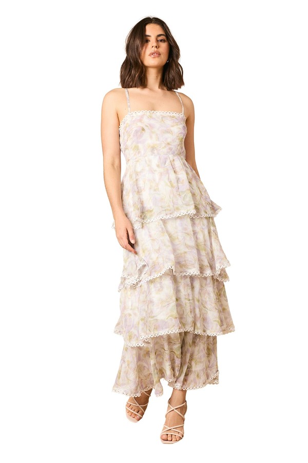 オアシス レディース トップス 衣装 ティアード マキシ Oasis Tiered Spaghetti Strap Maxi Dress Ivory 象牙色