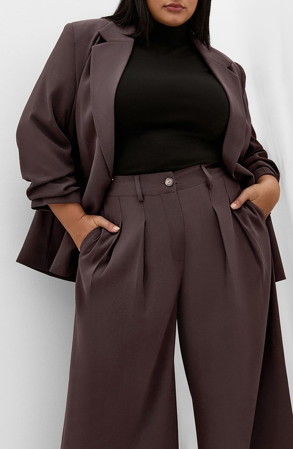 シティーシック レディース アウター 上衣・上衣 ギャザー スポーツジャケット City Chic Abbie Ruched Sleeve Blazer Chocolate 黒茶
