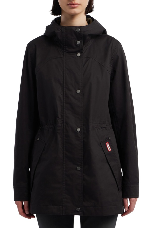 山立ち レディース アウター 厚地の外套 上衣 Hunter Adela Hooded Waterproof Jacket Black 黒いこと