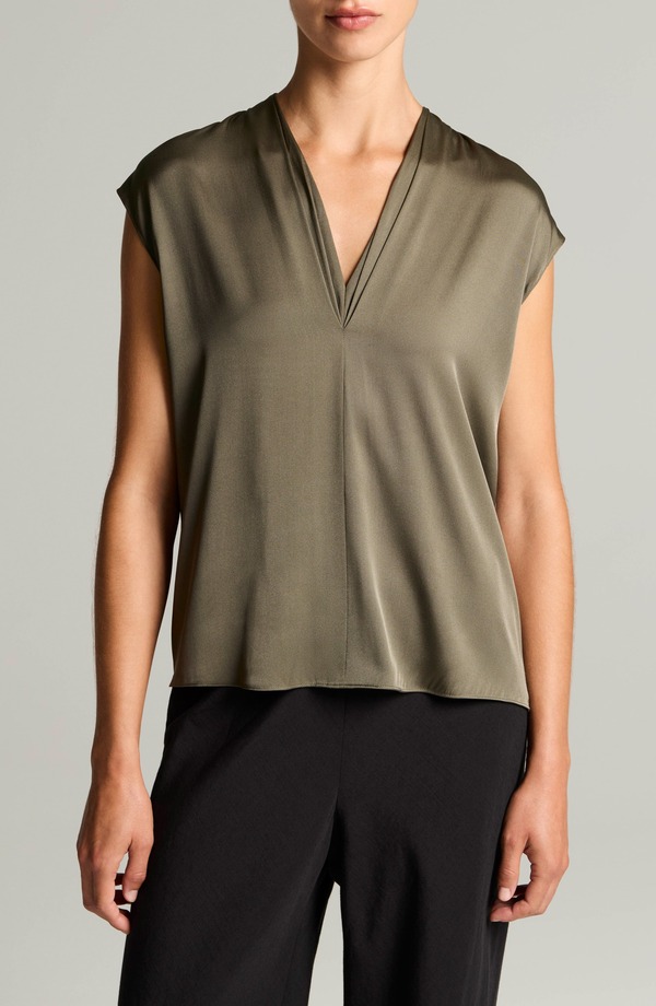 ヴィンス レディース トップス プルオーバー V素っ首 旗がしら Vince V-Neck Cap Sleeve Topine Grove