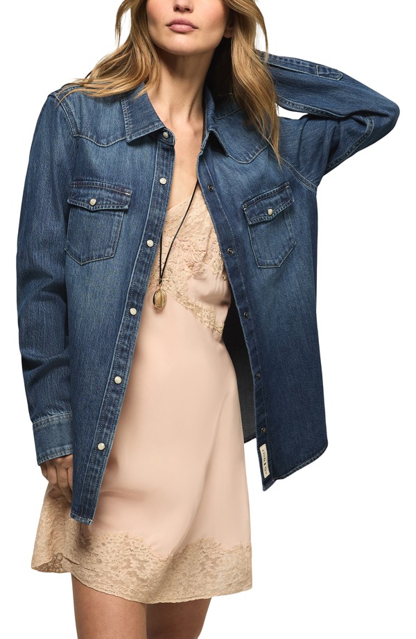 ラッキーブランド レディース トップス シャツ デニム Lucky Brand Western Denim Shirt Night Dream Wash デニム｜ReVida 店