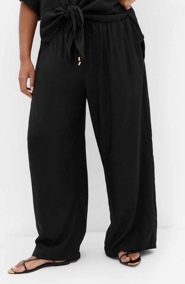 シティーシック レディース ボトムス レギンス ワイドレッグ ズボン下 City Chic Kalea Wide Leg Drawstring Pants Black 黒いこと