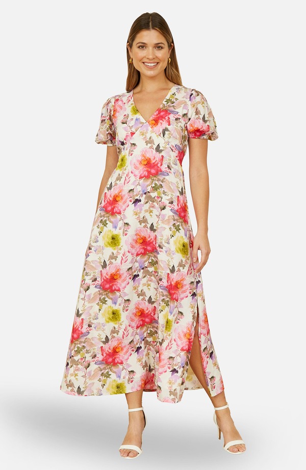 ユミキム レディース トップス 衣裳 お花柄 MIDI お花 Yumi Floral Midi Dress Ivory 象牙色