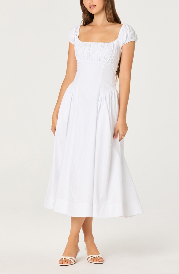 アストール レディース ボトムス 心地好いズボン下 midi衣装 midi 旗がしら ASTR the Label Adilene Cap Sleeve Midi Dress White 白いこと